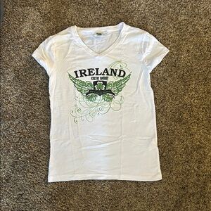 Ireland Celtic Graphic V-Neck Tee - White & Green